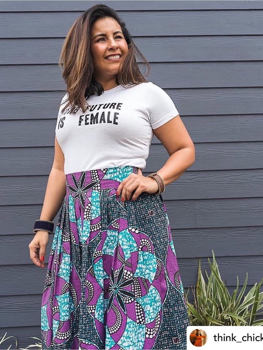 Women's Purple & Teal Printed A-Line Skirt